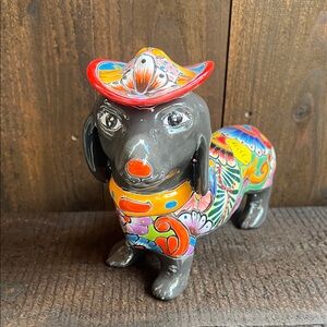 Colorful Talavera Dachshund/Wiener Dog Figurine Decor.